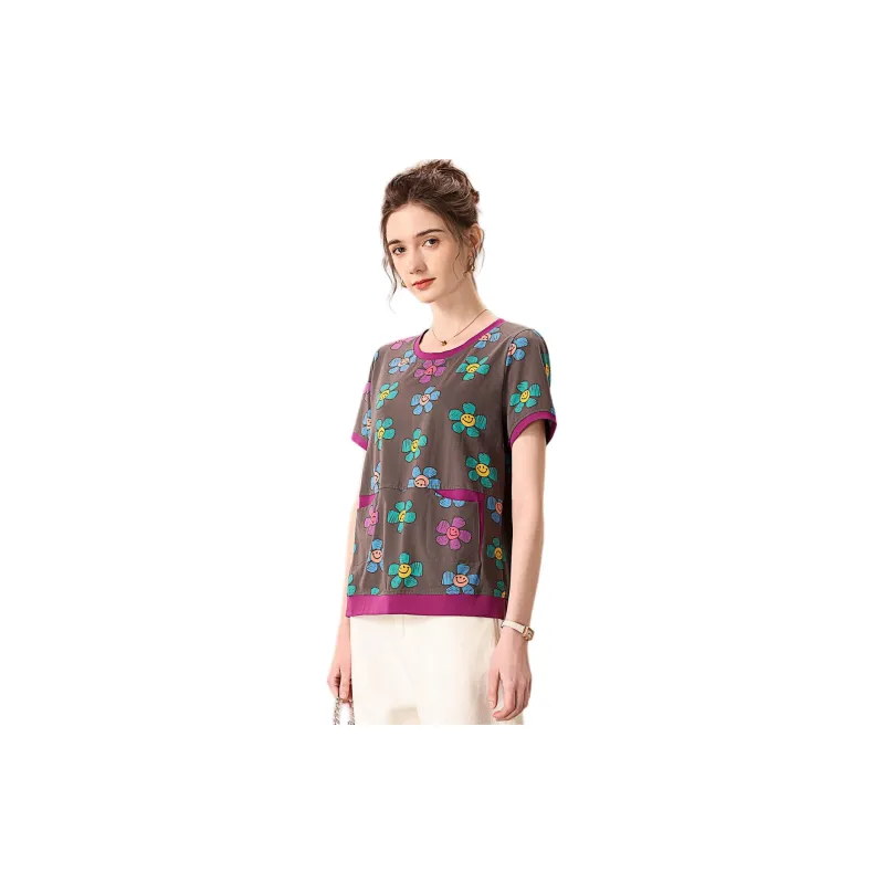 FENHONGMALI T Shirt Women's Gray-3