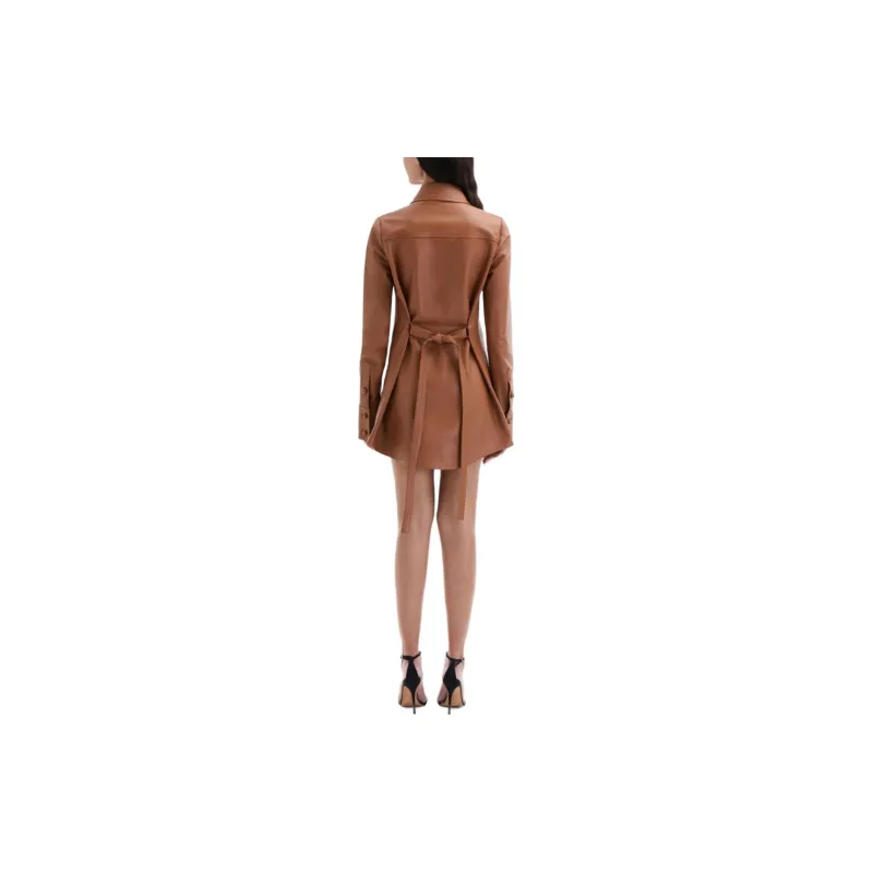 Oscar De La Renta Laser cut Floral Leather Shirt Dress-2