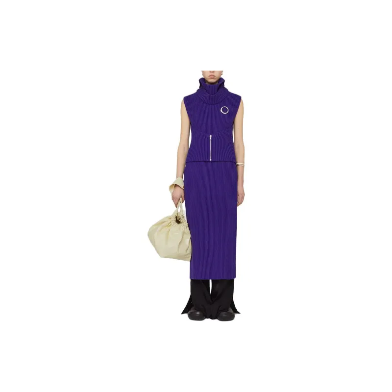 JIL SANDER Detachable Collar Sleeveless Knit Dress-1