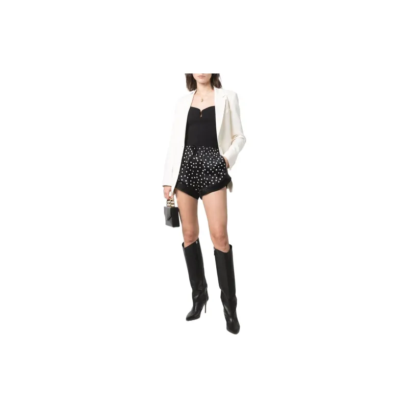 SAINT LAURENT High waist Polka dot Silk Shorts-1