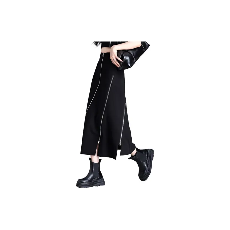 You Cow Me Pants Casual Long Skirts Women's Black-4