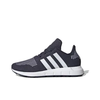 Adidas Swift Run 1.0 Slip-Resistant Cushioning Wear-Resistant Low-Top Kids' Running Shoes Black White Teenagers