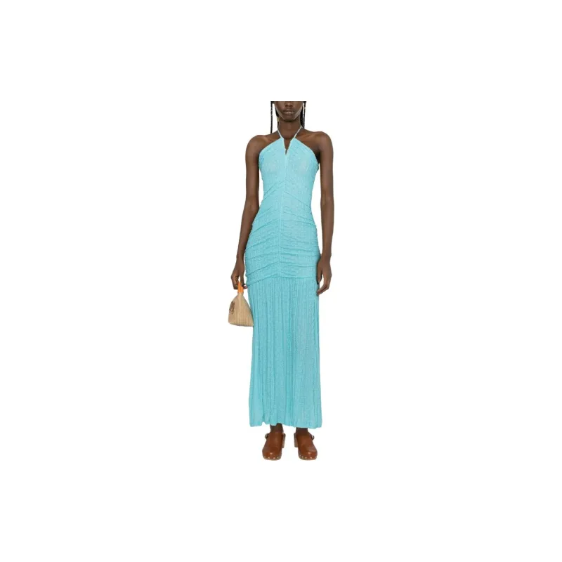 GANNI Sleeveless Dresses Women's Aqua Blue-1