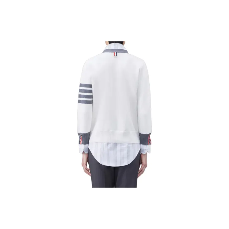 THOM BROWNE Milano Oxford Layered Shirt Cardigan-3