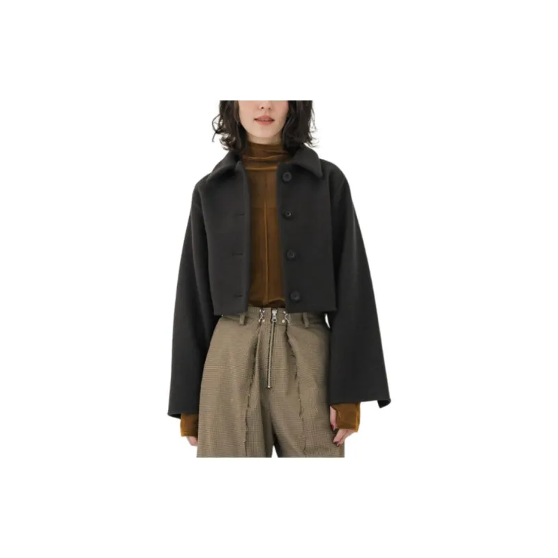 PUBLIC TOKYO Cropped Coats Women's Dark Gray-5