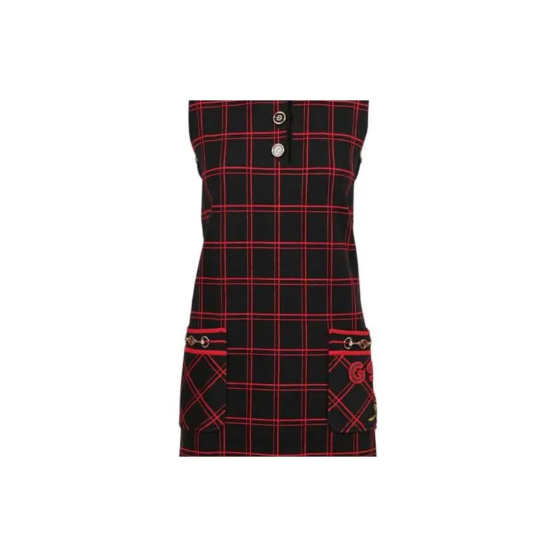 GUCCI Sleeveless Dresses Women's Black Red-2