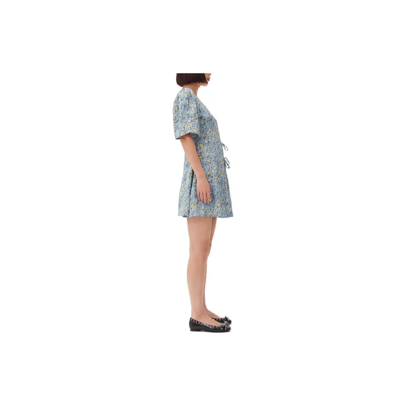 GANNI Floral print Crinkled Mini Dress-2
