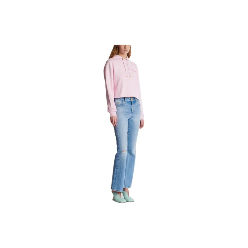 BALMAIN Flocked Logo Cropped Hoodie-3