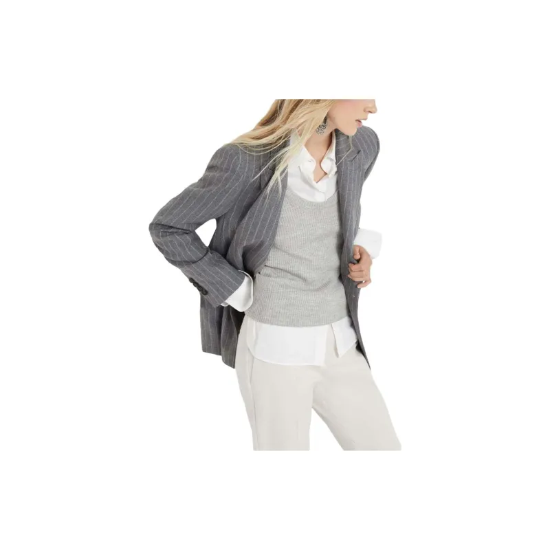 Brunello Cucinelli Pinstripe Double breasted Blazer-4
