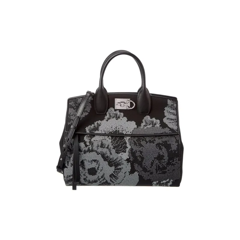 Ferragamo Studded Flower Soft Studio Shoulder Bag Multi-0