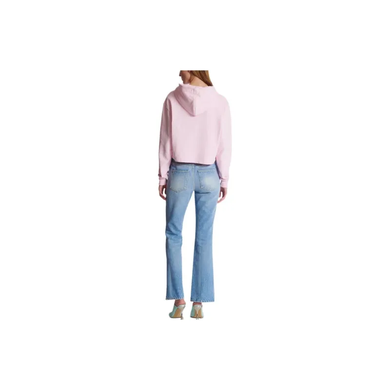 BALMAIN Flocked Logo Cropped Hoodie-2