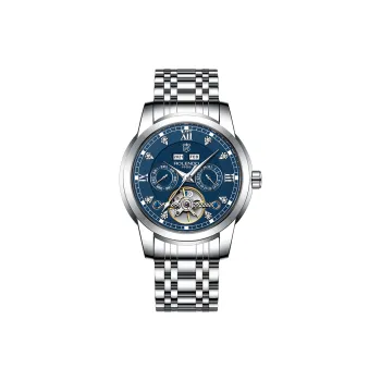 ROLENDO R Automatic Mechanical Movement Stainless Steel Watchband Watch Men's Watches Blue Dial
