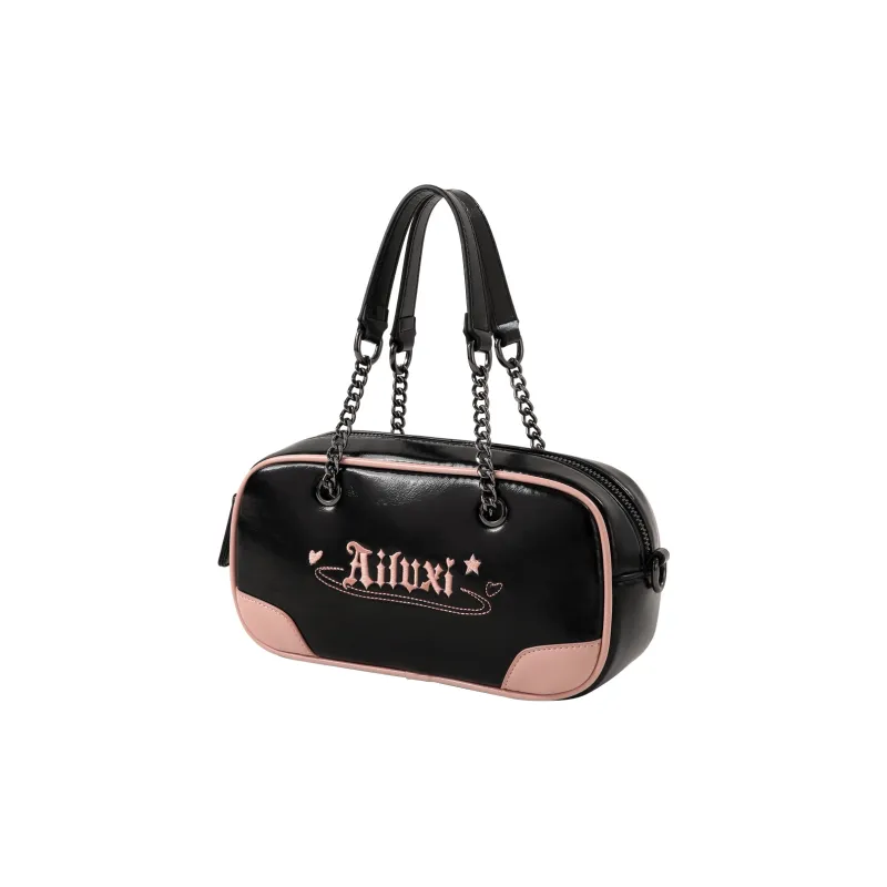 AILUXI PU Boston Bag Bowling Bag Handbags Shoulder Bag Crossbody Bag Regular Women's Galaxy Black-1