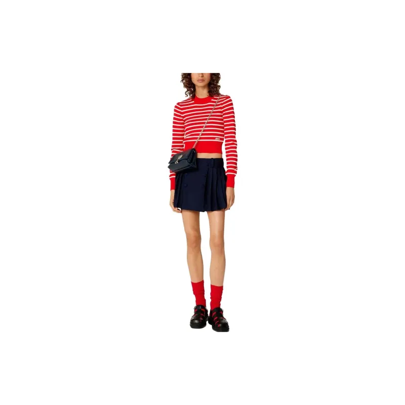 AMIPARIS Pleated Wool Miniskirt-1