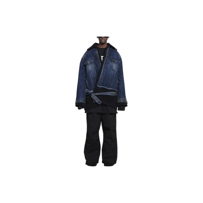 Balenciaga FW22 Cropped Coats Loose Fit Style Women's Blue-2