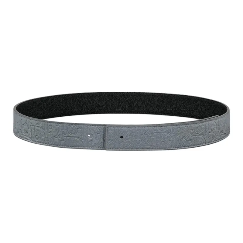 DIOR Cow Leather Belts Unisex Dark Gray Width 3.5cm-1