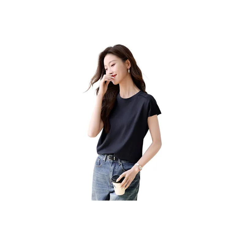 Mo Han Yi Mei T Shirt Women's Navy Blue-2