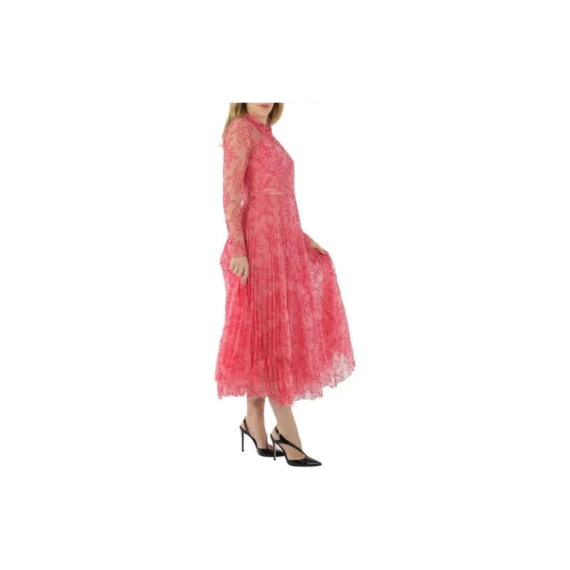 Burberry Long Sleeved Dress Women's Rose Red-3
