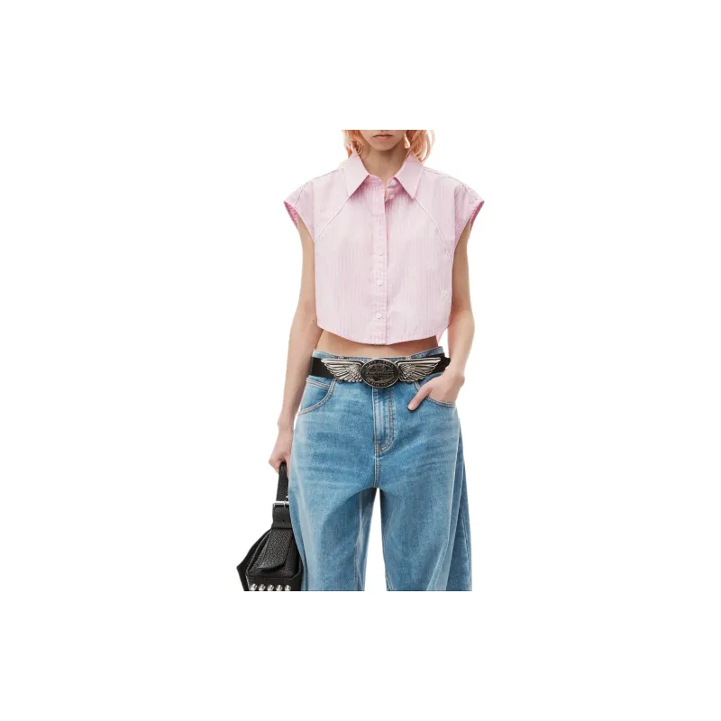 Alexander Wang Pinstriped Cropped Shirt-3
