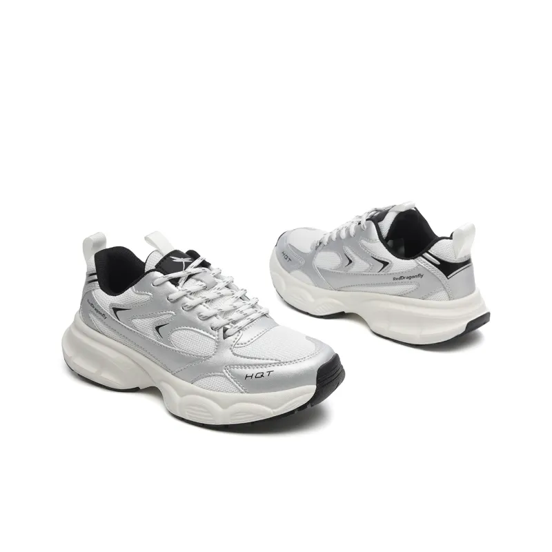 RED DRAGONFLY Chunky Sneakers Women's Low Top Black/White/Silver-11