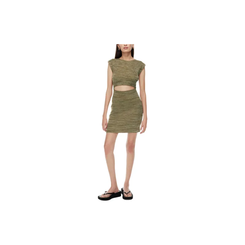 ARITZIA Wilfred Free Cut-Out Knit Mini Dress Short-Sleeved Dresses Women's Space Dye Shitake/Space Dye Mushroom-2