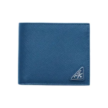PRADA Saffiano Calfskin Wallet Men's Blue