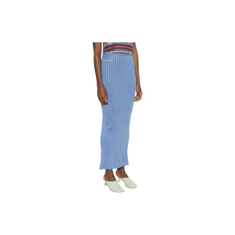 MARNI Logo Intarsia Ribbed Knit Maxi Skirt-3