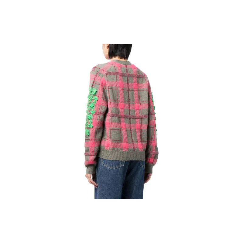 Barrie Logo embossed Tartan pattern Cashmere Cardigan-2