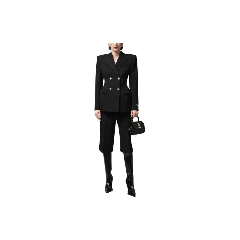 VERSACE Hourglass Double Breasted Blazer 'Black'-3