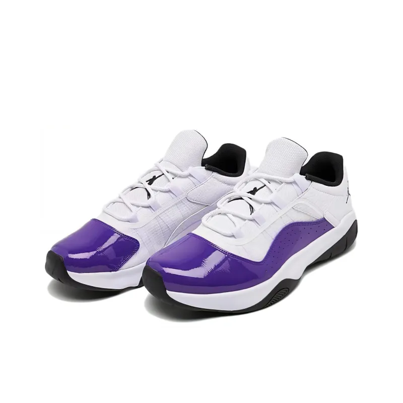 Jordan Air Jordan 11 CMFT LOW Cushioning, Wear Resistant Low Top Vintage Basketball Shoes Unisex White Purple-2