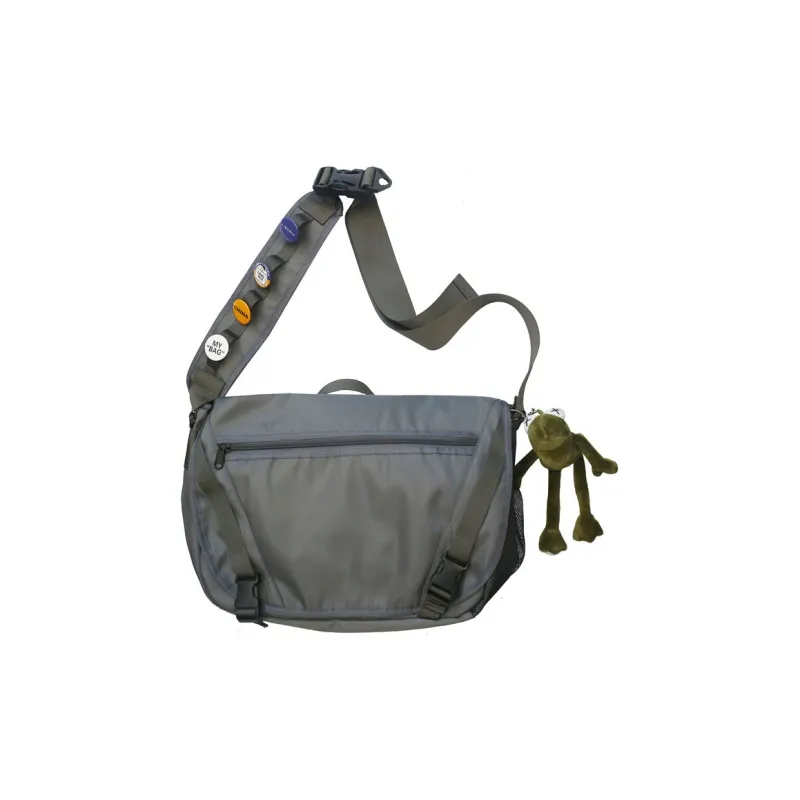 ALOENEY Nylon Crossbody Bag, Shoulder Bag Regular Unisex Gray/Black-2