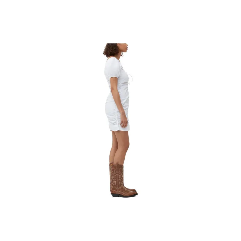 GANNI Short Sleeved Dresses Women's Bright White-3