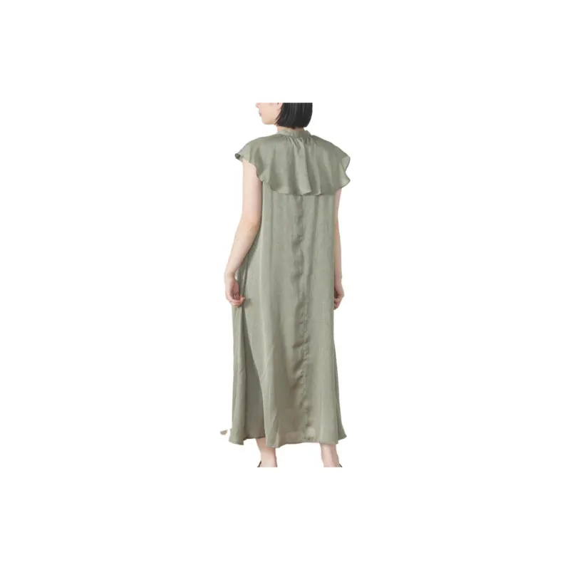 Beams Short Sleeved Dresses Women's Green-2