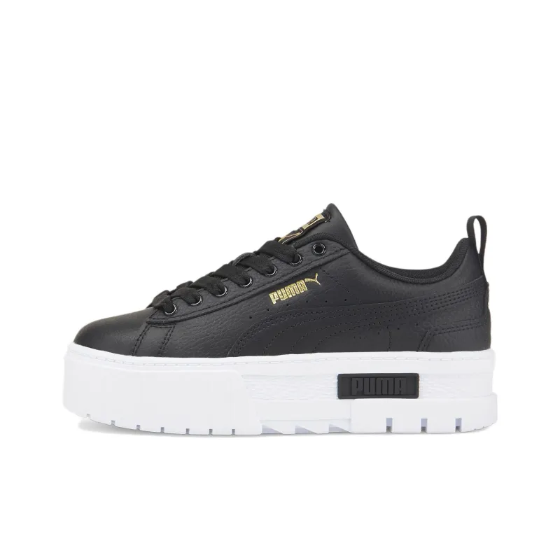Puma Mayze Leather Jr 'Black Team Gold'-0