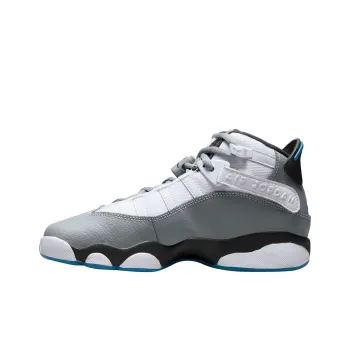 Jordan Air Jordan 6 Rings Anti Slip Wear Resistant High Top Children's Basketball Shoes White Gray Teenagers