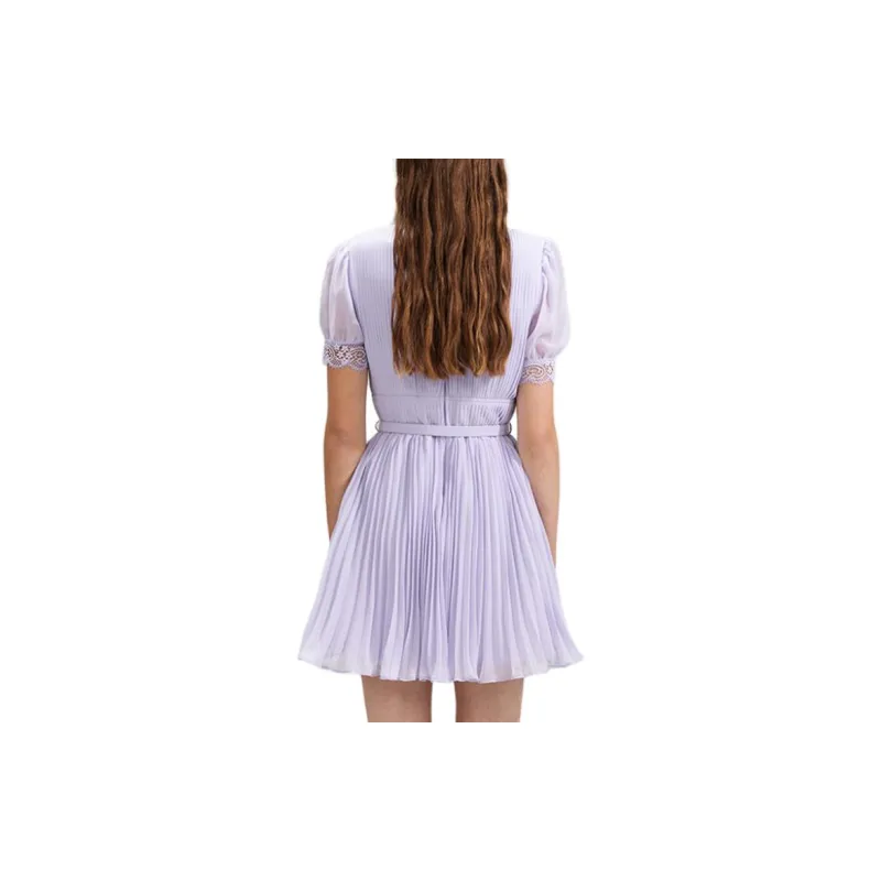 Self portrait Short Sleeved Dresses Women's Purple-3