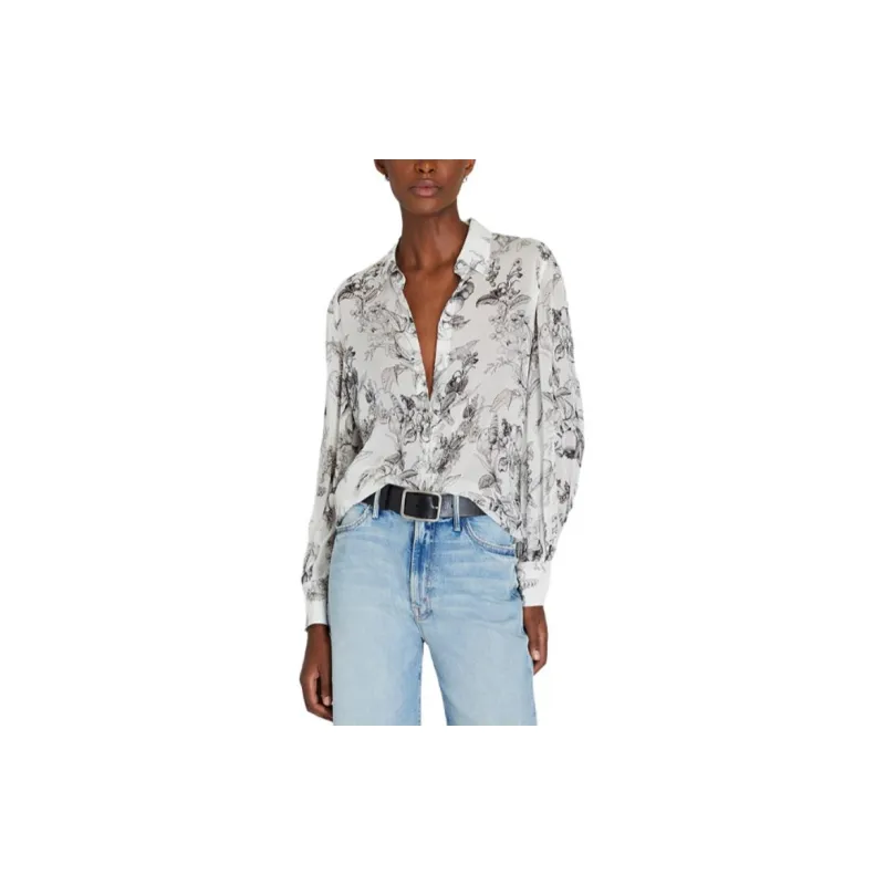 CLUB MONACO Shirt Women's Black And White Floral-2