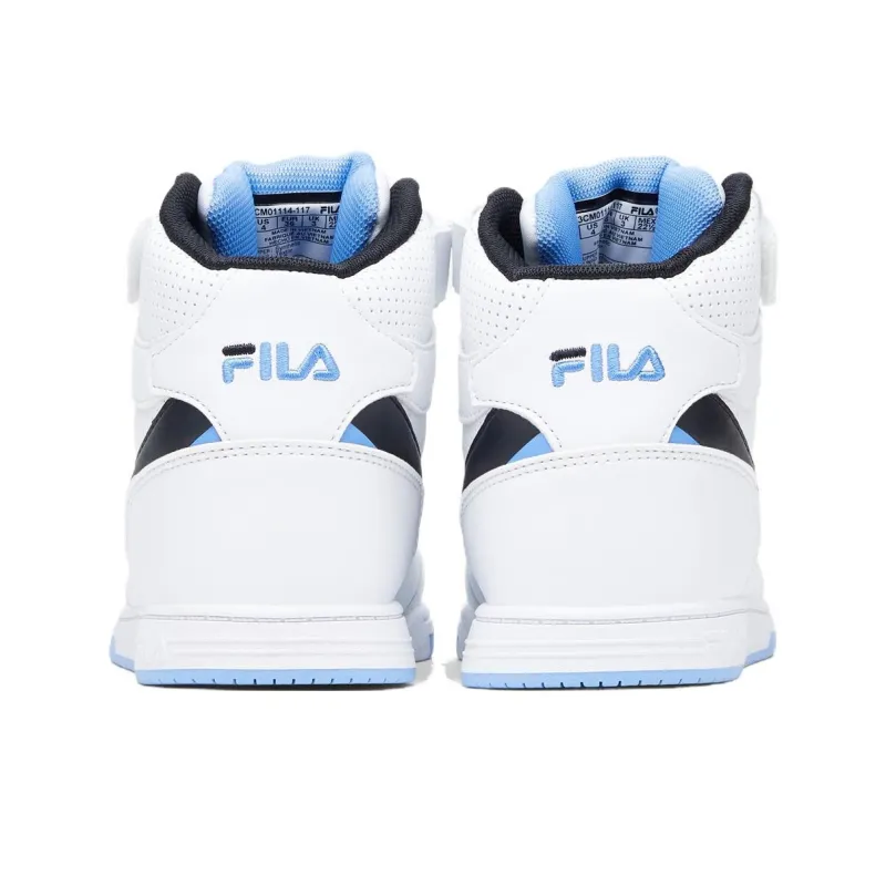 FILA KIDS BBN 92 Anti Slip Wear Resistant Mid Top Kids' Skateboarding Shoes Blue White Teenagers-4