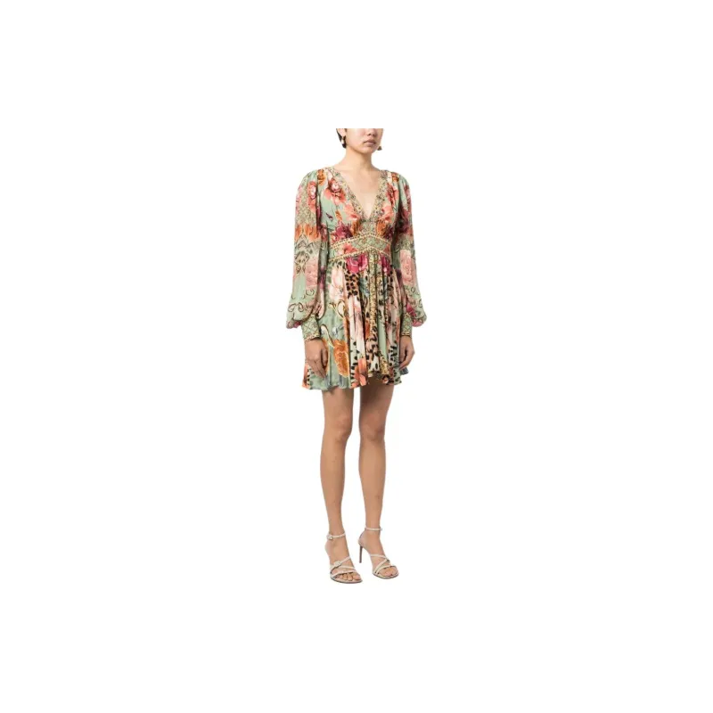 CAMILLA Long-Sleeved Dresses Women's Sage Green-3