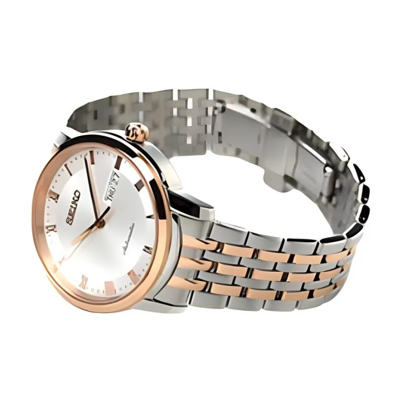 SEIKO Presage Series Automatic Mechanical Movement Stainless Steel 18K Rose Gold Strap Watch Men's Watches White Dial-3