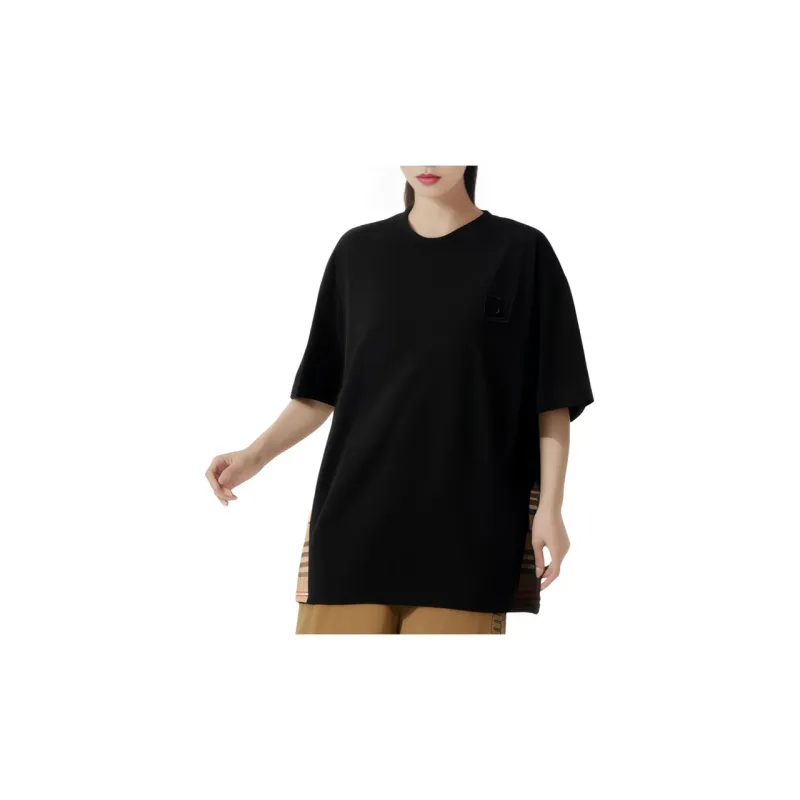 Burberry Women's Side Check Stripe T shirt Black/Archive Beige-3