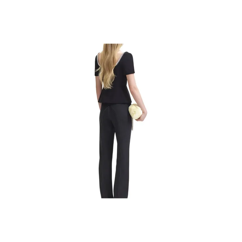 Self portrait Chiffon Shirts Women's Black-2