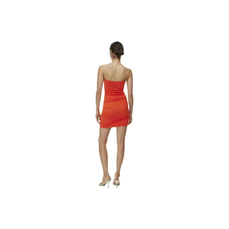 ARITZIA Contour Contour Ruched Mini Tube Dress Sleeveless Dress Women's Hot Cheeky Red/Hot Blush Red Lips-3