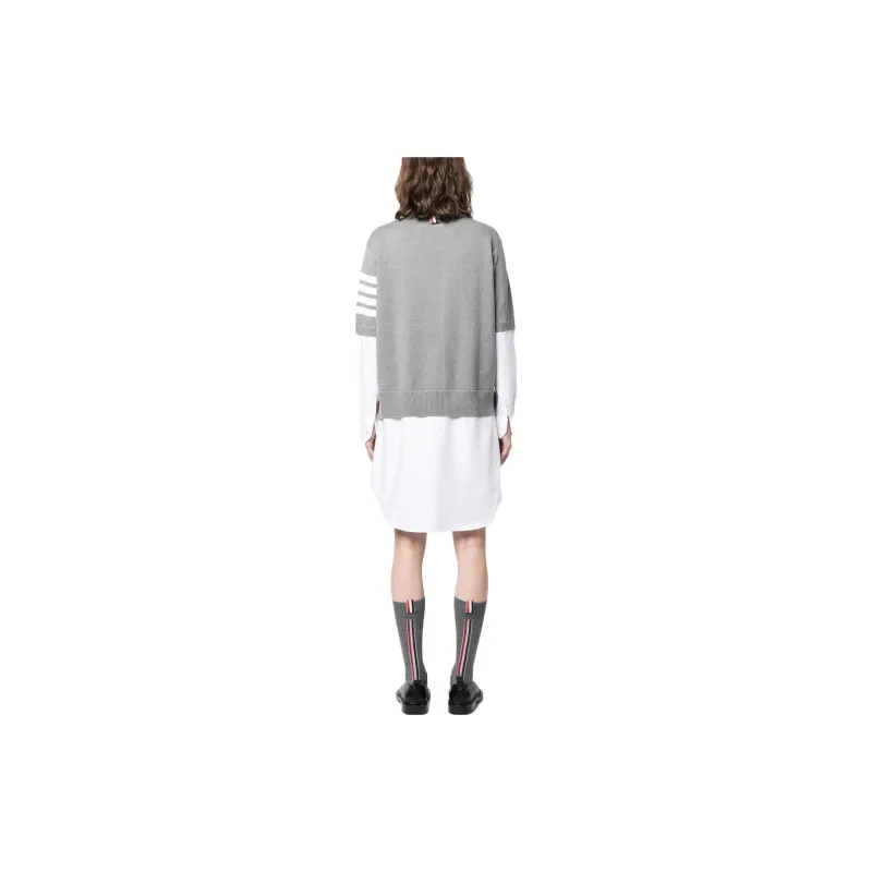 THOM BROWNE Stripe detail Poplin Dress-2