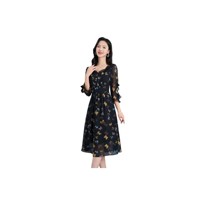 Mylan Short Sleeved Dress Women's Black-5