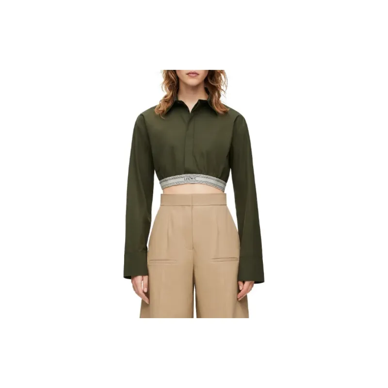 LOEWE Cropped Shirt 'Dark Olive Green'-1