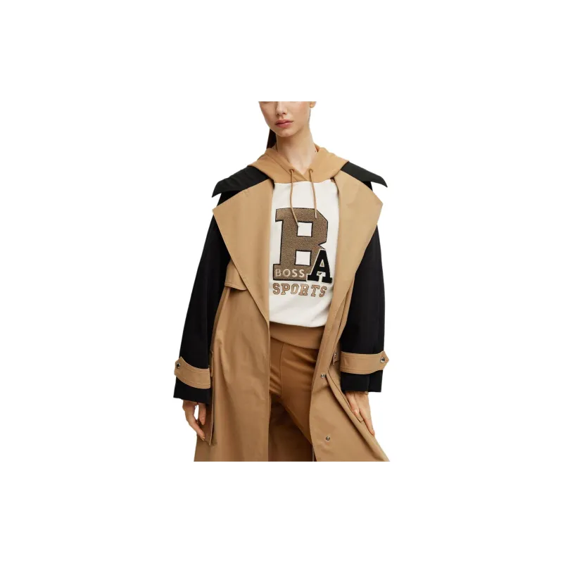 HUGO BOSS Alica Schmidt Relaxed-Fit Hoodie With Logo Detail Sweatshirt Women's Light Brown-1