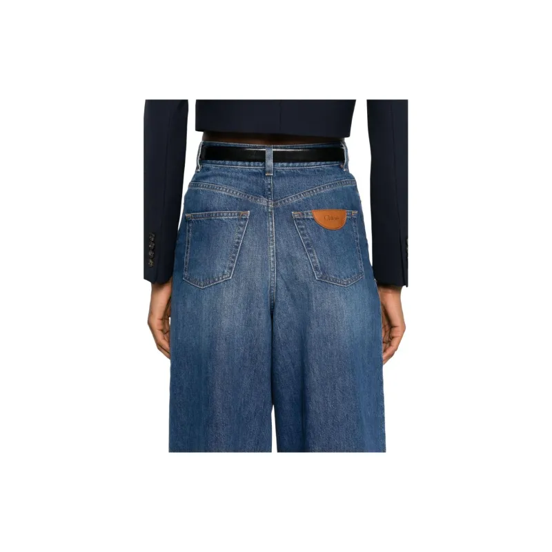Chloé Logo Patch Wide Leg Jeans-3