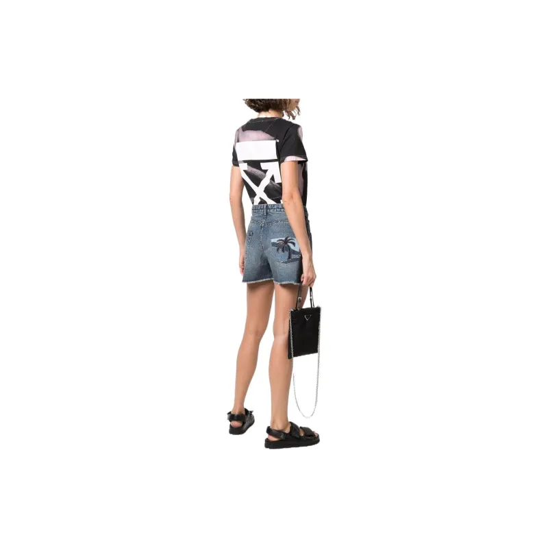 PALM ANGELS Embroidered Denim Shorts-3