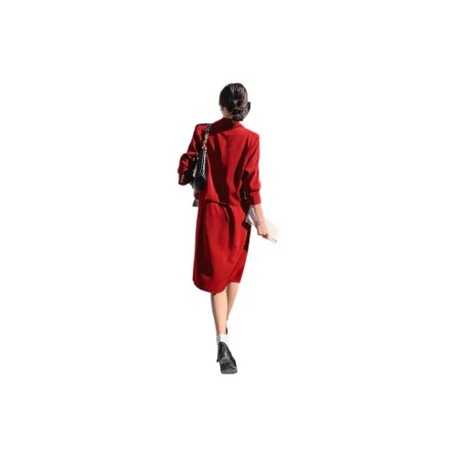 Aoaifu Skirt Set Women's Orange Red